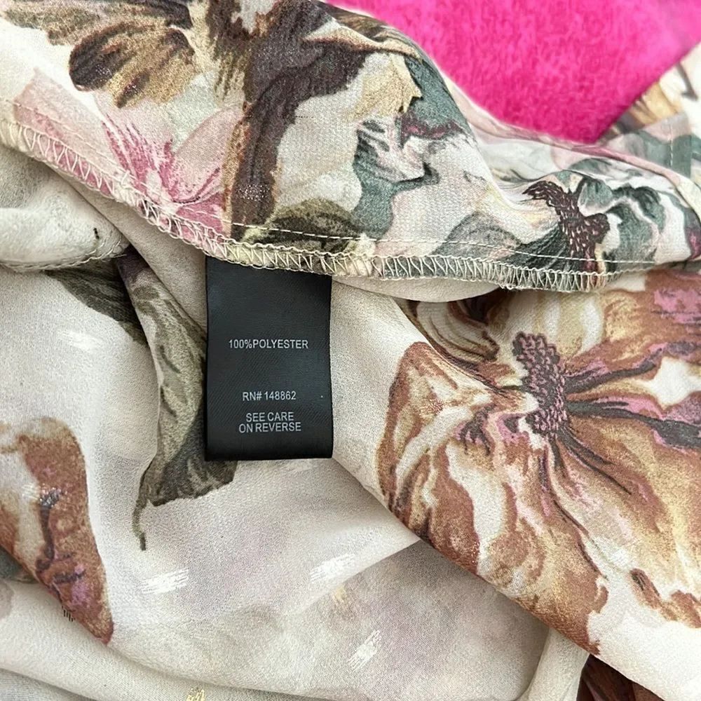 Torrid Sz 4 Tunic Top V Neck 3/4 Roll Up Sleeve High Low Floral Sheer Cover Up - Picture 7 of 10
